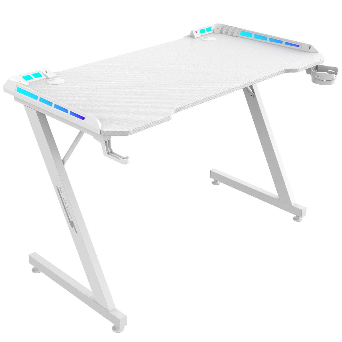 Mesa Gamer SuperFrame Epic RGB, Com Suporte Para Headset e Copo, Branco, SF-TB-EP11060WF RGB