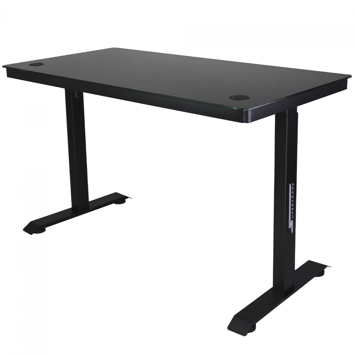 Mesa Gamer SuperFrame PrimeX, Vidro Temperado, Altura Ajustável, Com Gaveta, Preta, SF-TB-PX12060BA