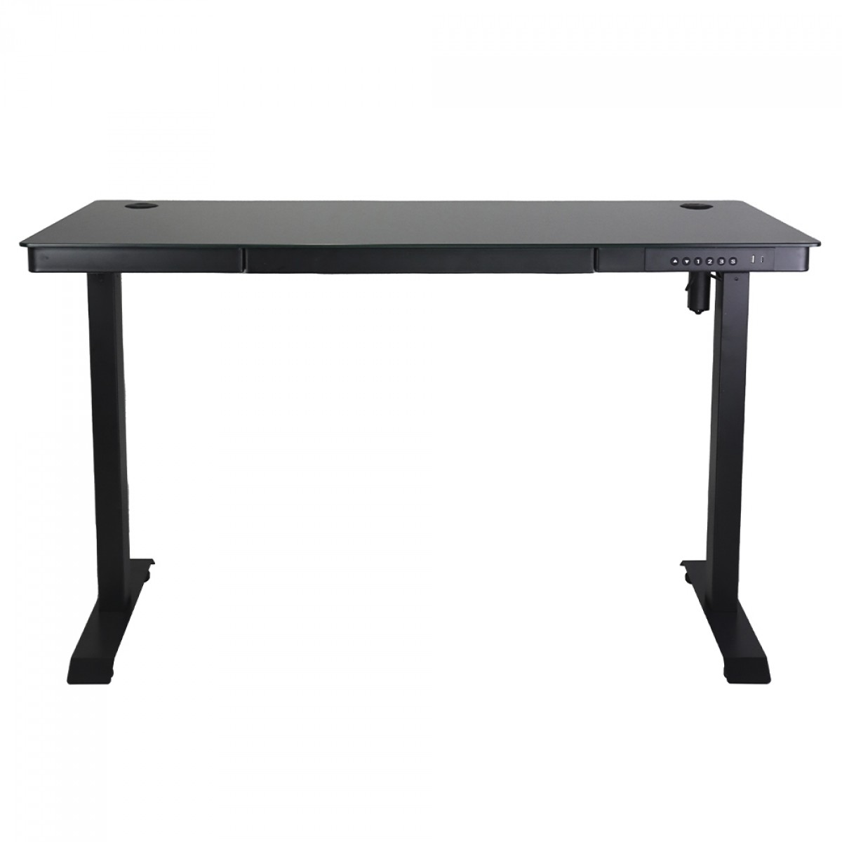 Mesa Gamer SuperFrame PrimeX, Vidro Temperado, Altura Ajustável, Com Gaveta, Preta, SF-TB-PX12060BA