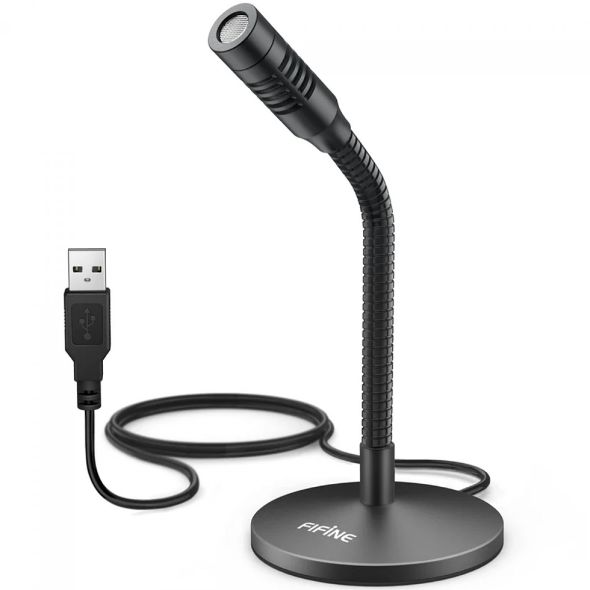 Microfone Condensador Fifine K050, USB, Ajustável, Preto