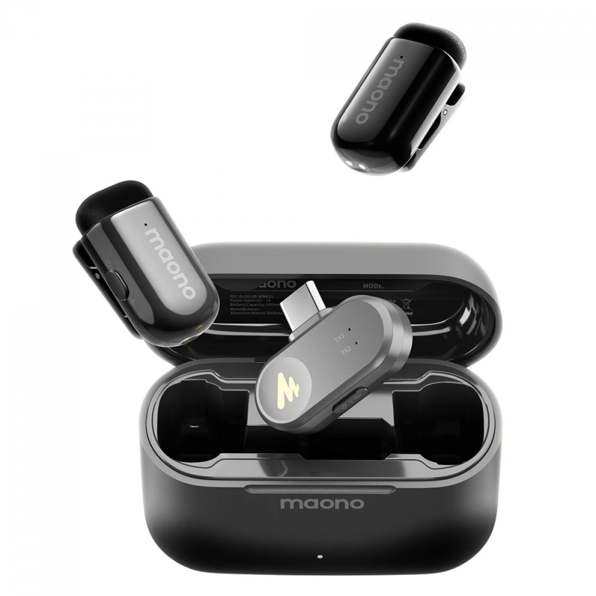 Microfone de Lapela Maono Wave T1 Mini, Wireless, USB Tipo-C, Com Base de Carregamento, WM622