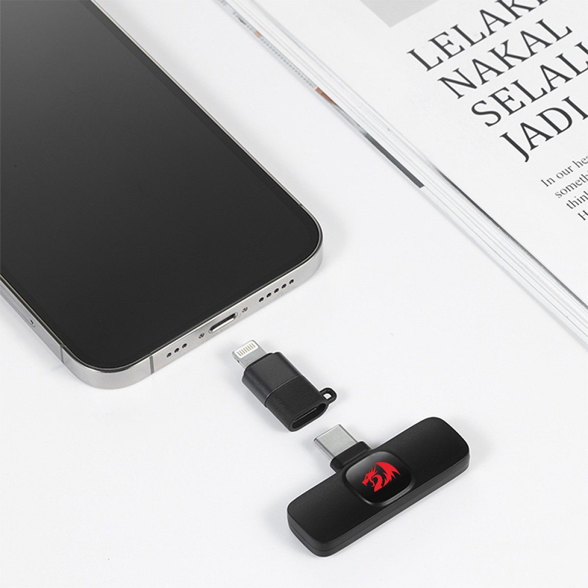 Microfone de Lapela Redragon Athan, Wireless, USB Tipo-C, Preto, GM93