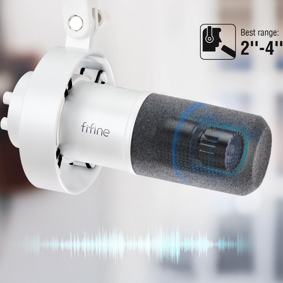 Microfone Dinâmico Fifine K688W White, USB/XLR, Branco