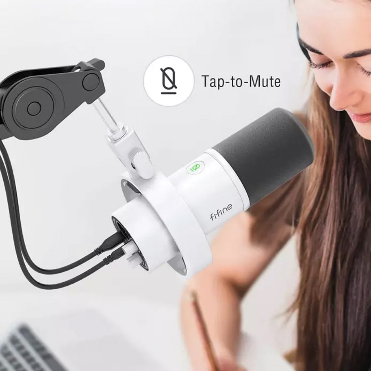 Microfone Dinâmico Fifine K688W White, USB/XLR, Branco