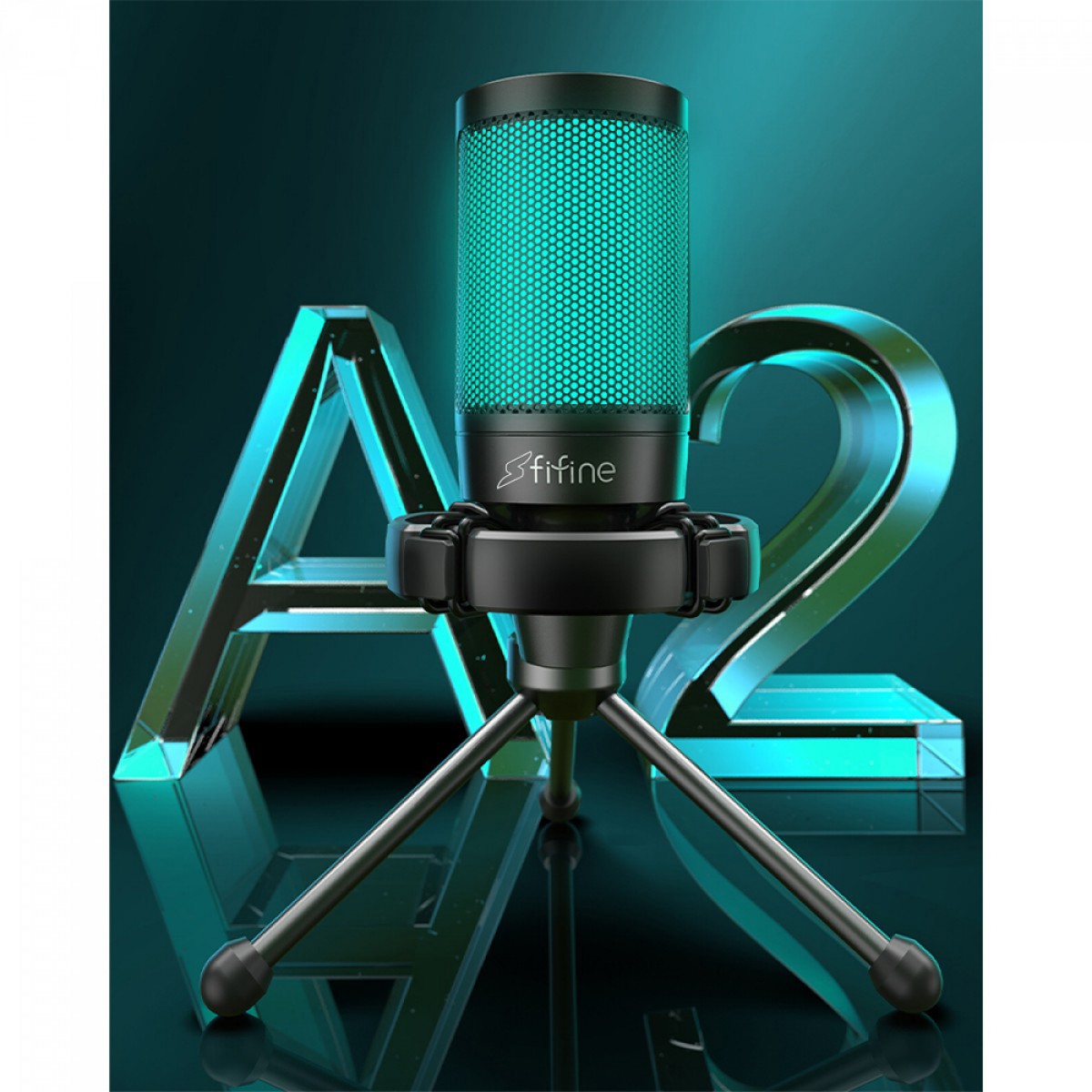 Microfone Gamer Condensador Fifine SuperFrame Edition SFM2, USB, RGB, Black