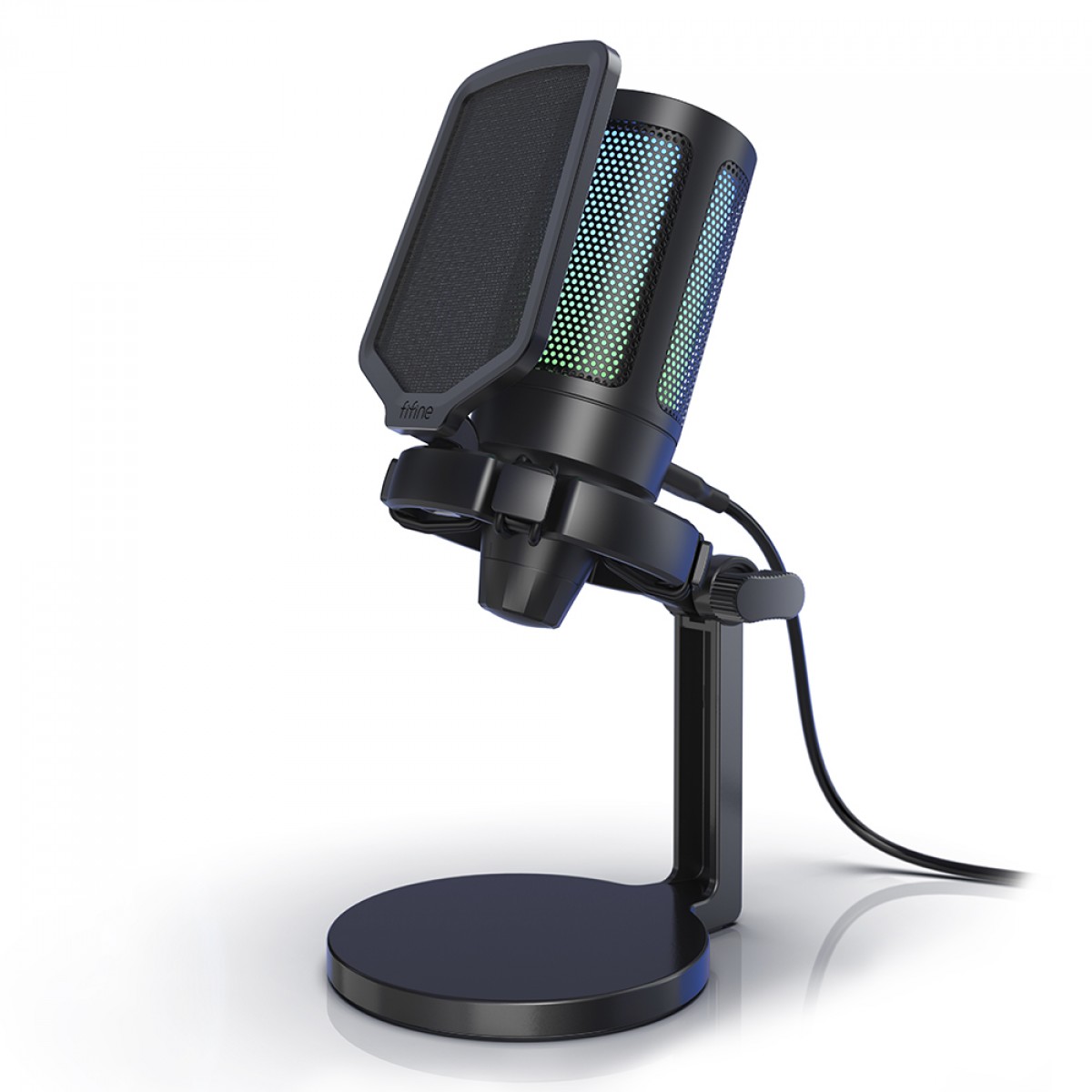 Microfone Gamer Fifine Ampligame A6NEO, RGB, USB, Black