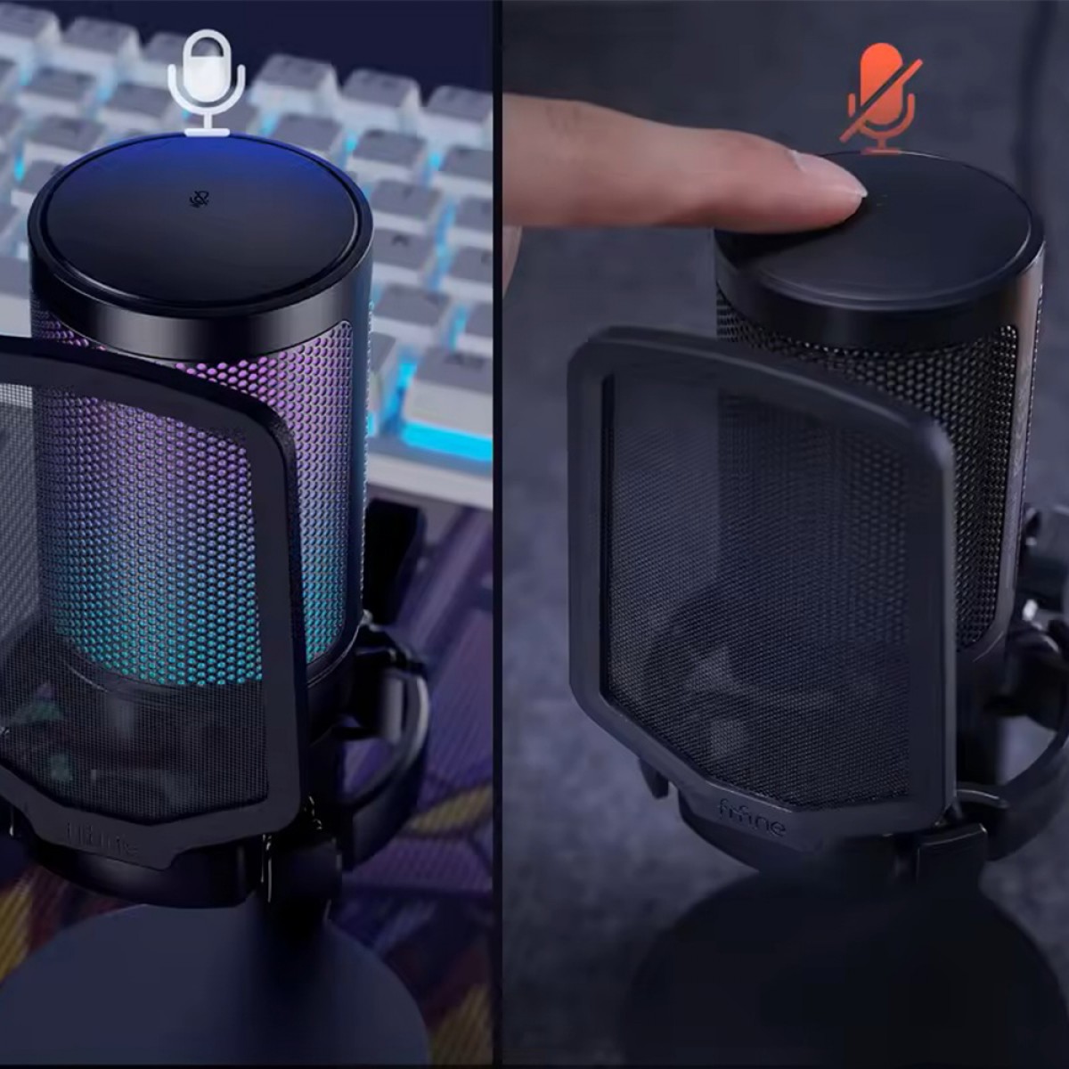 Microfone Gamer Fifine Ampligame A6NEO, RGB, USB, Black