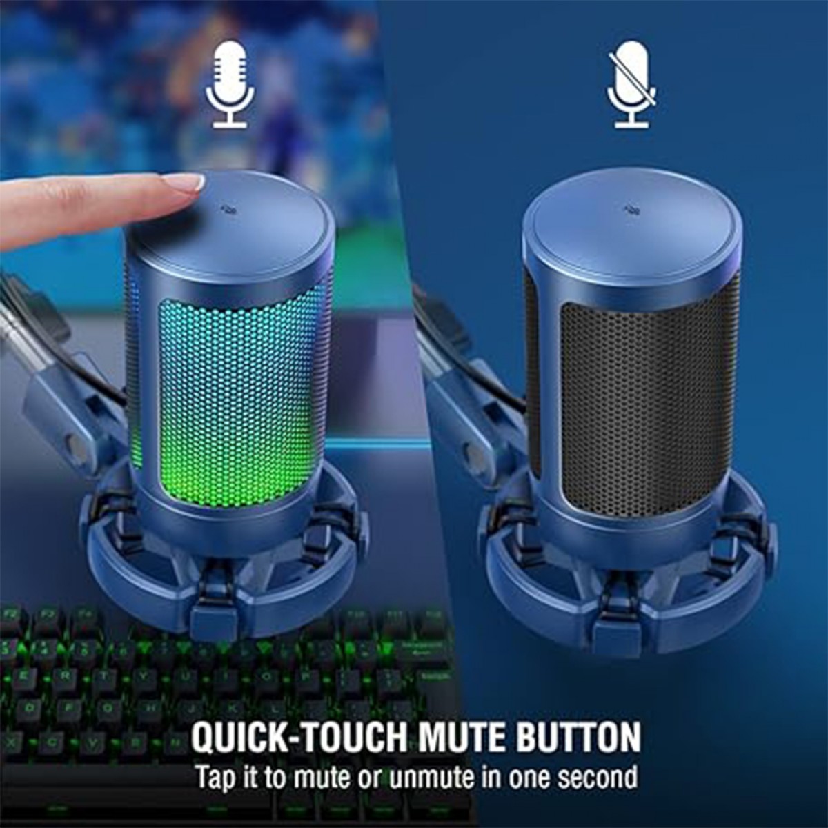 Microfone Gamer Fifine Ampligame A6T, RGB, USB, Blue, Com Braço Articulado