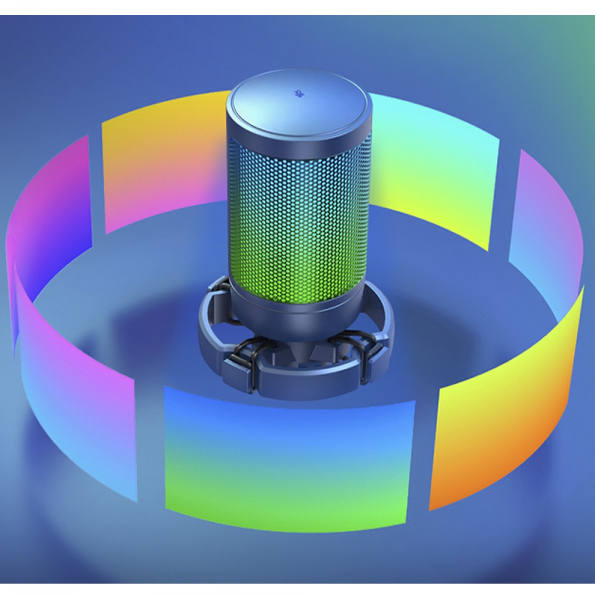 Microfone Gamer Fifine Ampligame A6T, RGB, USB, Blue, Com Braço Articulado