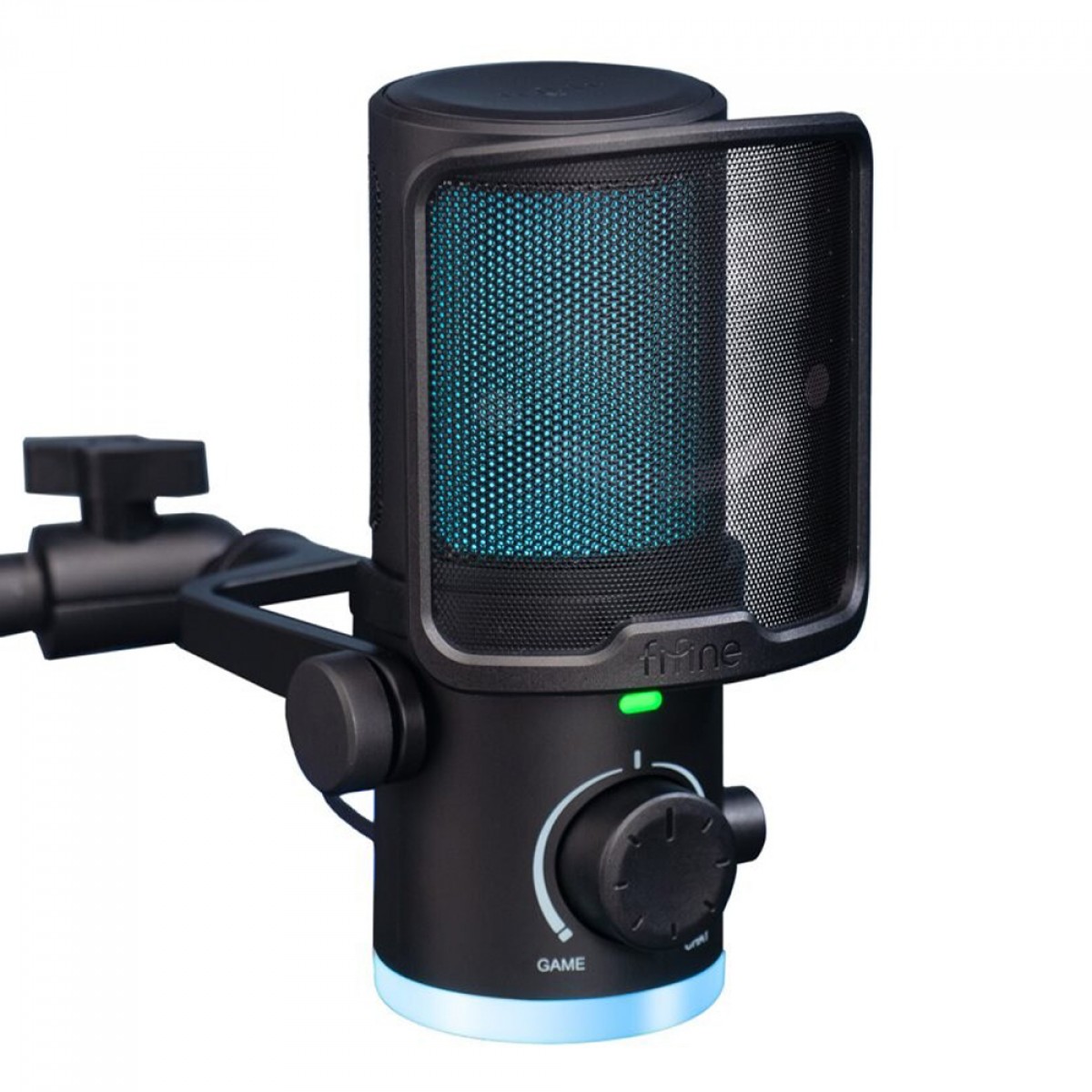 Microfone Gamer Fifine AmpliGame AM6, Condensador, RGB, USB, Preto