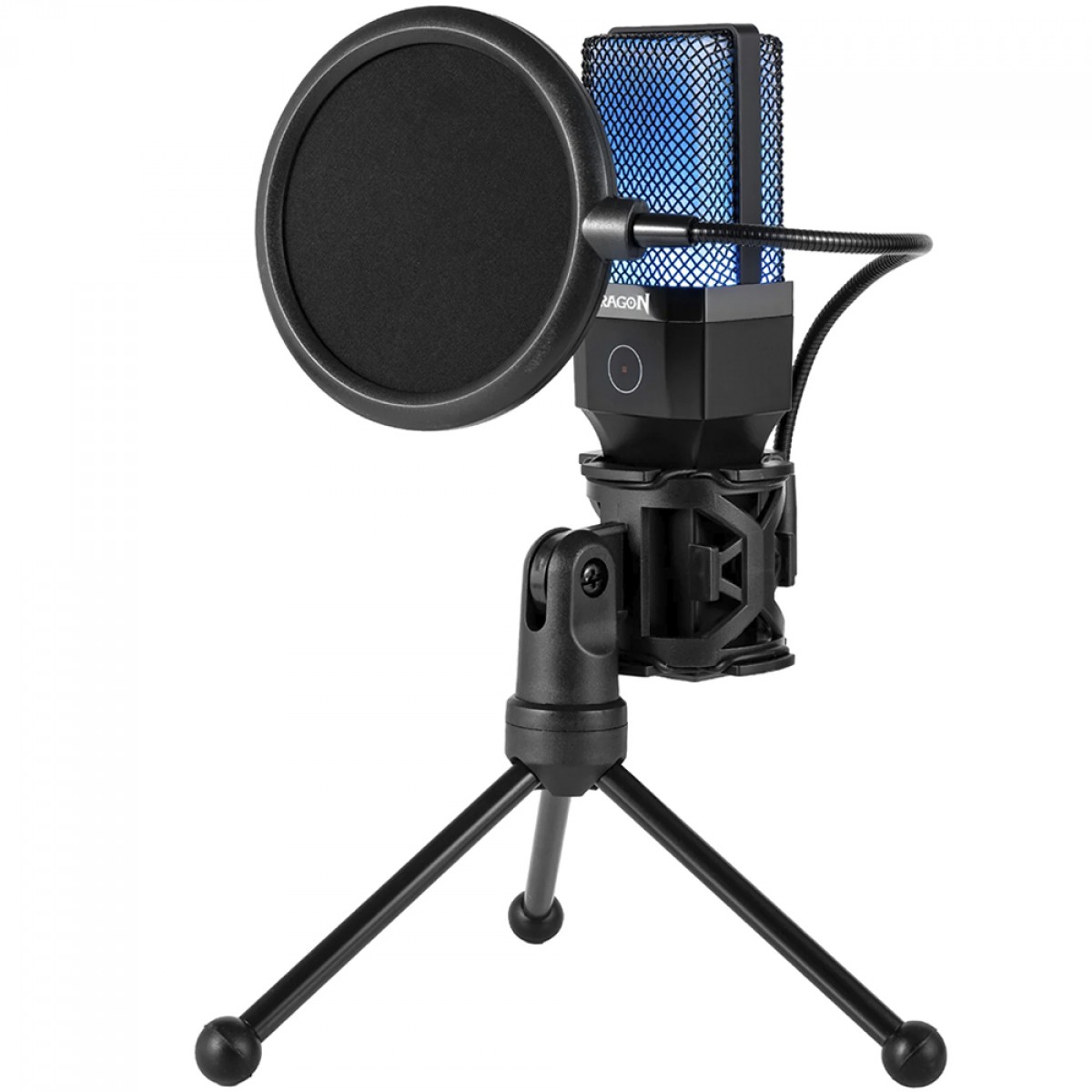 Microfone Gamer Redragon Adne, RGB, Cardióide, USB, Preto, GM212