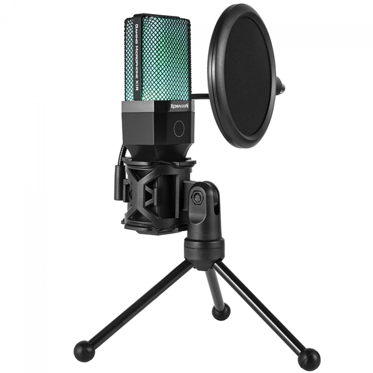 Microfone Gamer Redragon Adne, RGB, Cardióide, USB, Preto, GM212