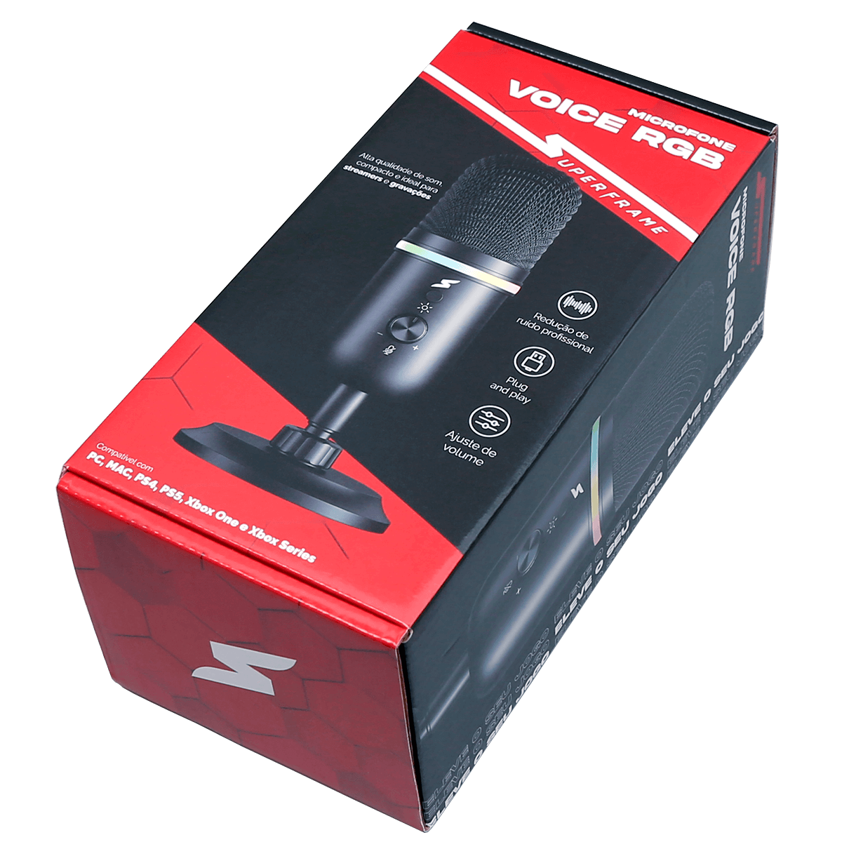 Microfone Gamer SuperFrame Voice, RGB, USB, Black, MSF-VOICE-RGB