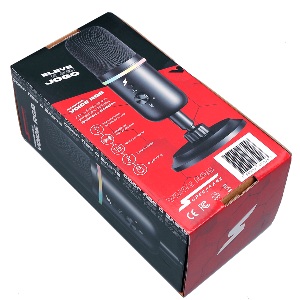 Microfone Gamer SuperFrame Voice, RGB, USB, Black, MSF-VOICE-RGB