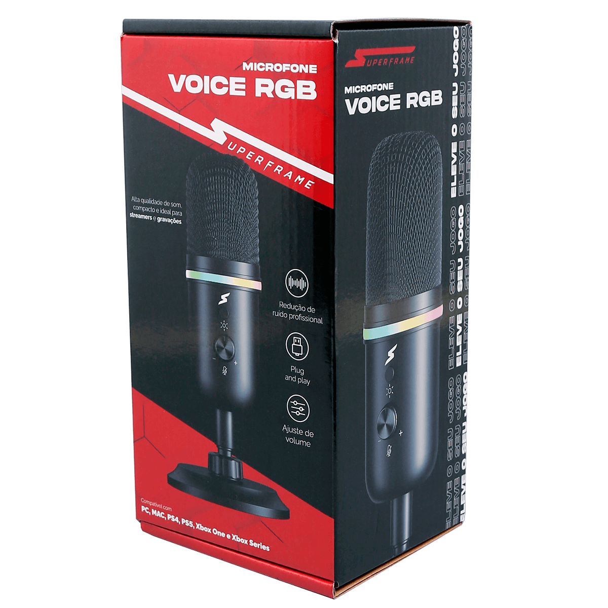 Microfone Gamer SuperFrame Voice, RGB, USB, Black, MSF-VOICE-RGB