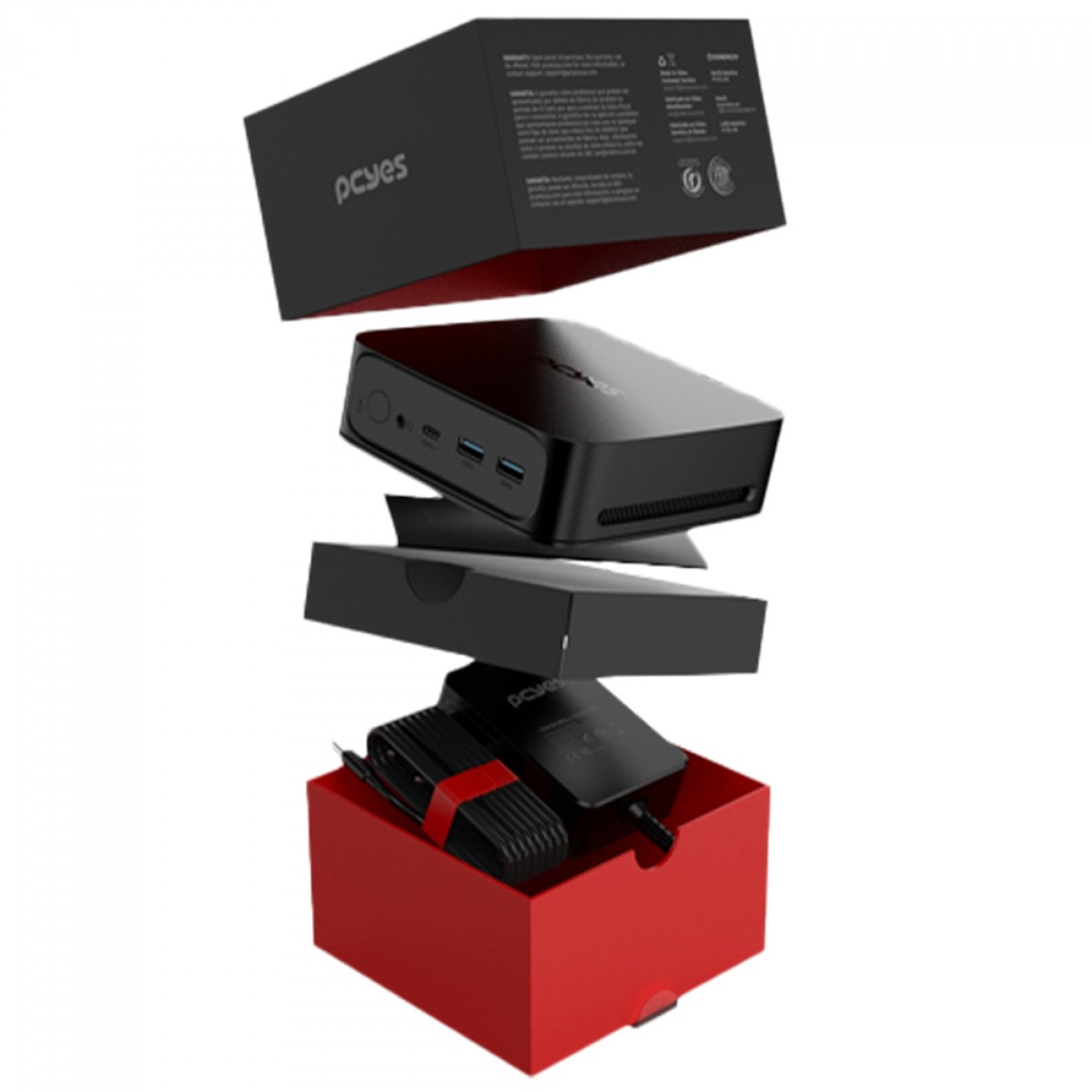 Mini Computador PCYes B300 Intel Core i3-1215U, 16GB DDR4, SSD 512GB, Wi-Fi, Windows, Preto, B50076-294802