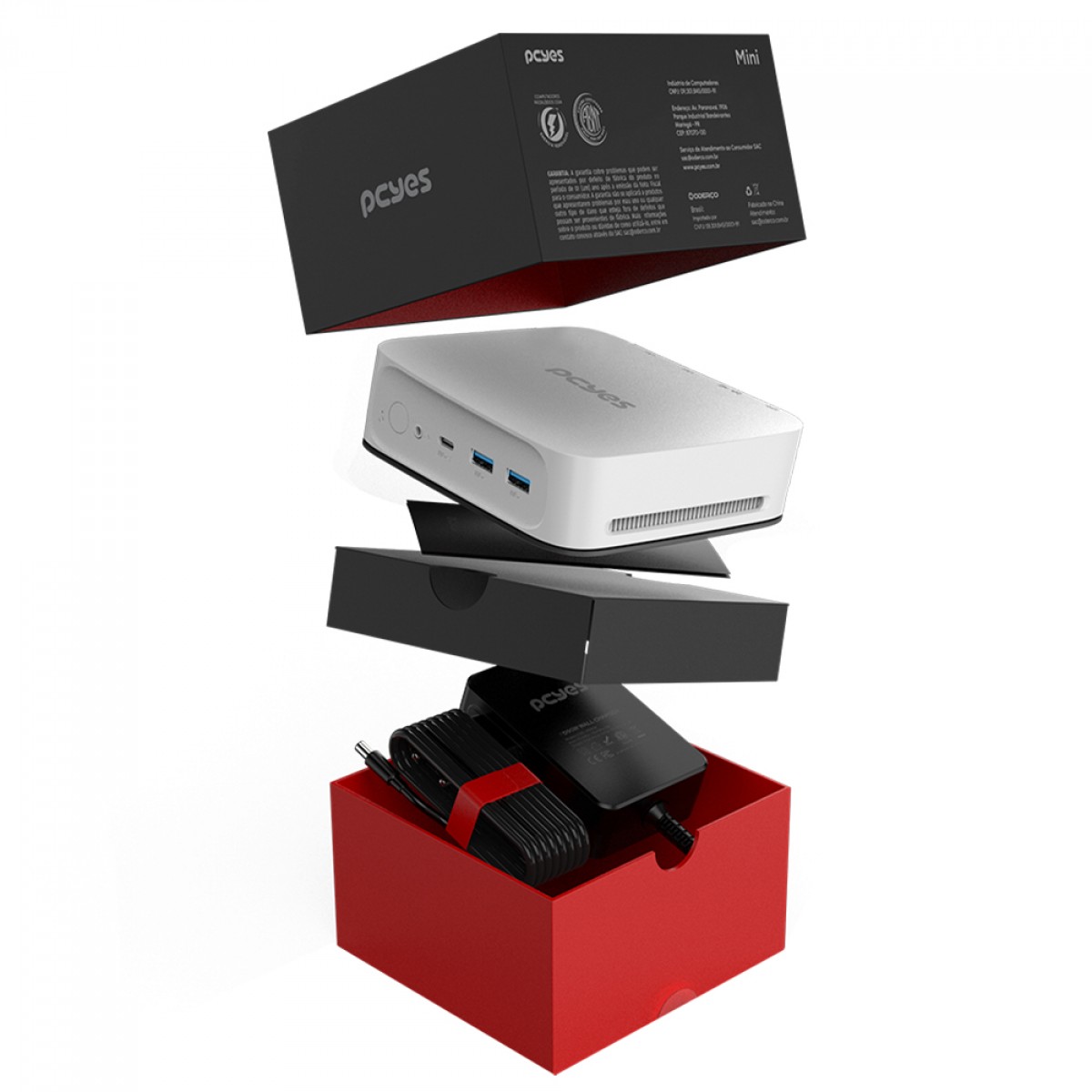 Mini Computador PCYes B300 Intel Core i3-1215U, 8GB DDR4, SSD 256GB, Wi-Fi, Linux, Branco, B51523-336087