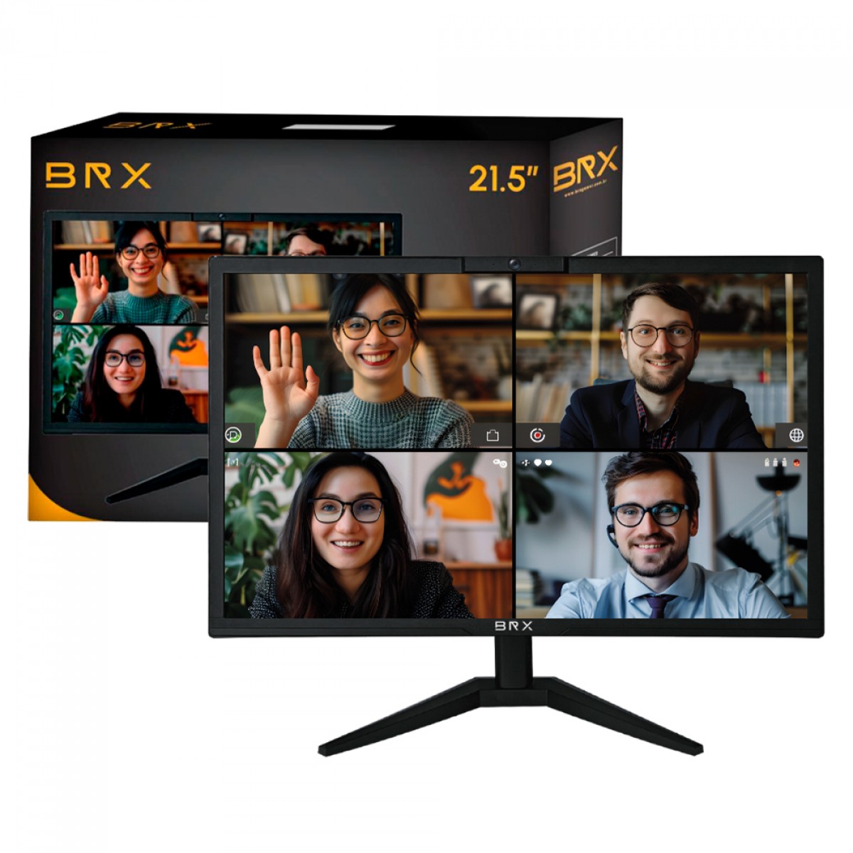 Monitor BRX, 21.5 Pol, 75Hz, Com Webcam e Microfone, HDMI/VGA, VESA, Preto, MBRX215BKWC