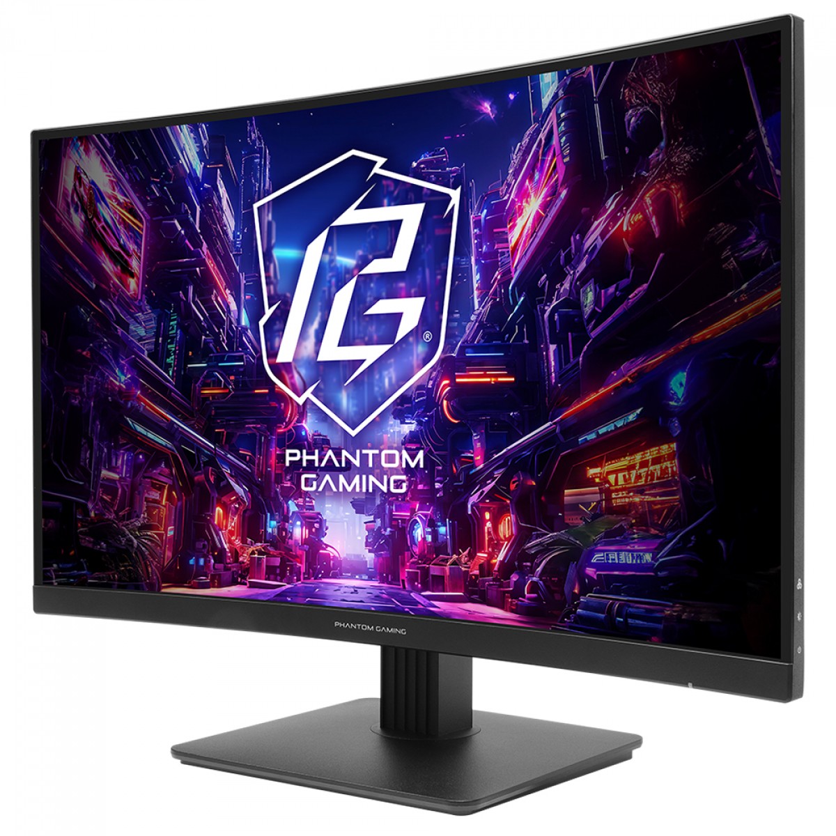 Monitor Gamer ASRock Phantom Gaming PG27QRT1B, 27 Pol, Curvo, QHD, 1ms, 180hz, 132% sRGB, VA, FreeSync, HDMI/DP - Open Box