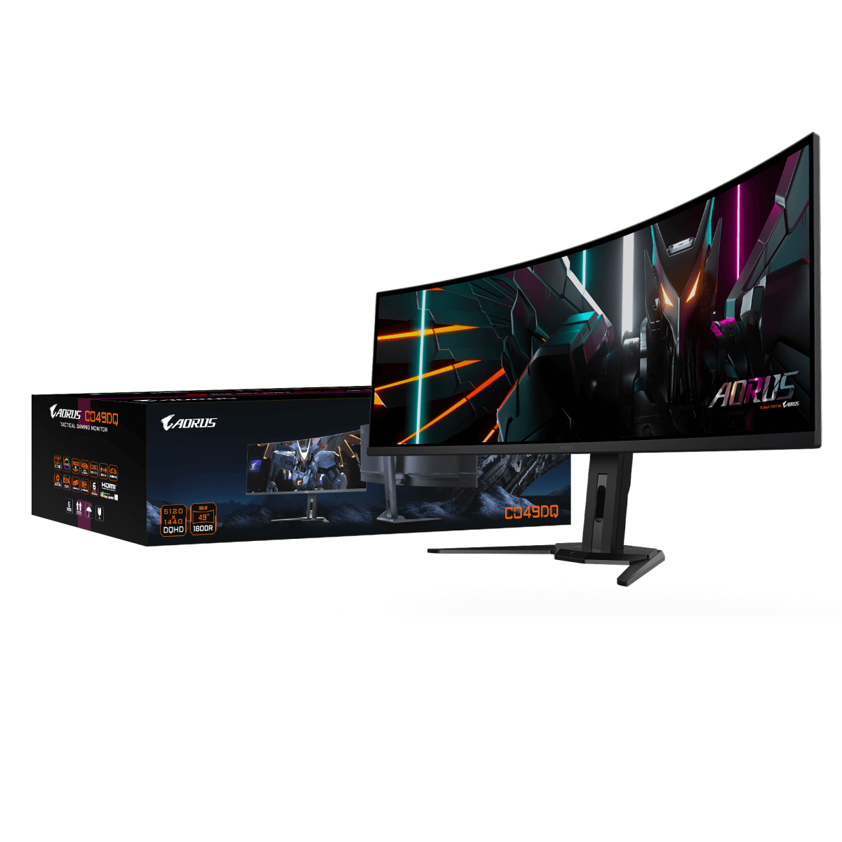 Monitor Gamer Gigabyte Aorus CO49DQ, 49 Pol, OLED, Curvo, Double Quad HD, HDR, 144Hz, 0.03ms, FreeSync Premium Pro, 20VM0-CO49DQBT-1SAR