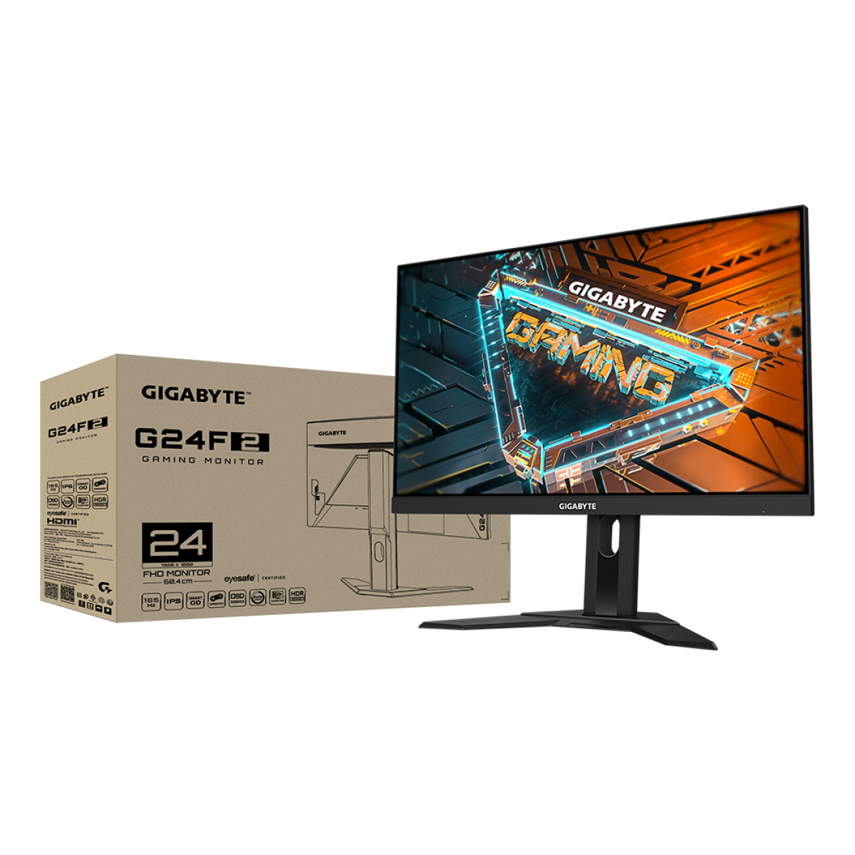 Monitor Gamer Gigabyte G24F2, 24 Pol, Full HD, 125% sRGB, FreeSync, 165Hz, 1ms, IPS, HDMI/DP