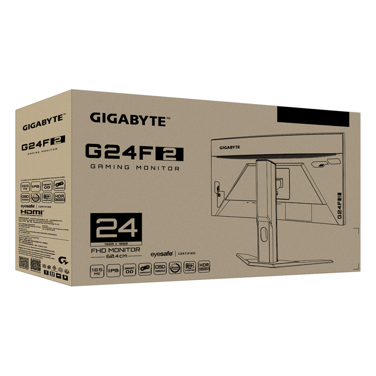 Monitor Gamer Gigabyte G24F2, 24 Pol, Full HD, 125% sRGB, FreeSync, 165Hz, 1ms, IPS, HDMI/DP