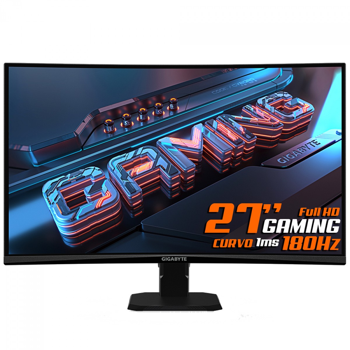Monitor Gamer Gigabyte GS27FC, 27 Pol, Full HD, Curvo, 180Hz, 1Ms, FreeSync Premium, HDR, HDMI/DP, 20VM0-GS27FCBM-1SAR