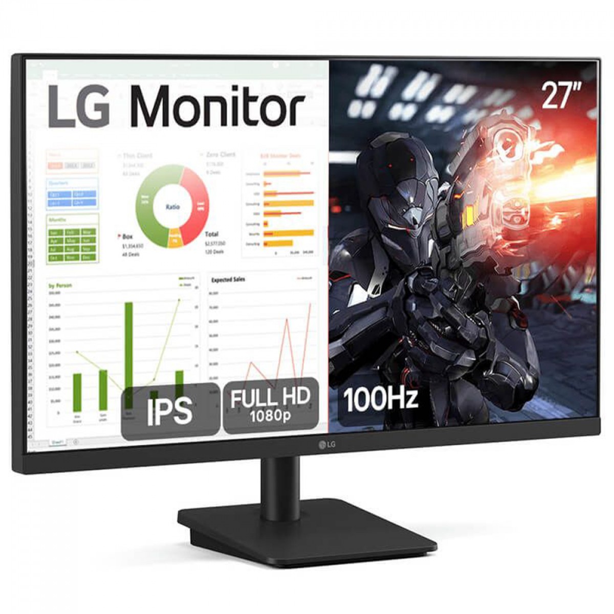 Monitor Gamer LG 27 Pol, Full HD, 100Hz, IPS, 5ms, HDMI, Preto, 27MS500-B.AWZM