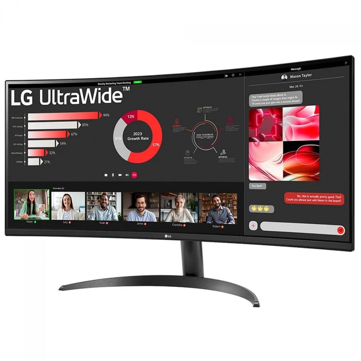 Monitor Gamer LG 34 Pol, Curvo, UltraWide, VA, WQHD, 100Hz, 5Ms, sRGB 99%, HDR10, FreeSync, Preto, 34WR50QC-B.AWZM