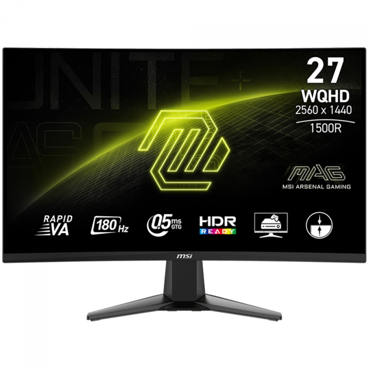 Monitor Gamer MSI MAG 27CQ6F, 27 Pol, Curvo, WQHD, Rapid VA, 0.5ms, 180Hz, 105% sRGB, FreeSync, HDMI/DP