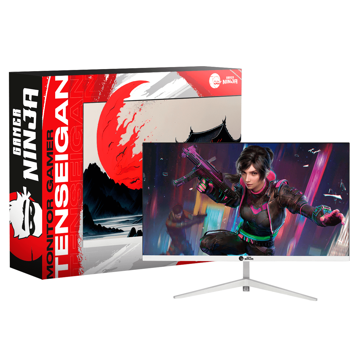Monitor Gamer Ninja Tenseigan, 24 Pol, Full HD, IPS, 1ms, 165Hz, HDR, FreeSync, HDMI/DP, White, MGN-006-24W