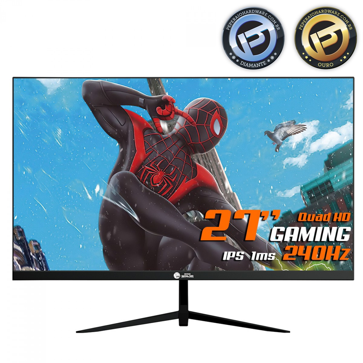 Monitor Gamer Ninja Tenseigan, 27 Pol, Quad HD, IPS, 1ms, 240Hz, FreeSync, HDR, HDMI/DP, Black, MGN-009-27B