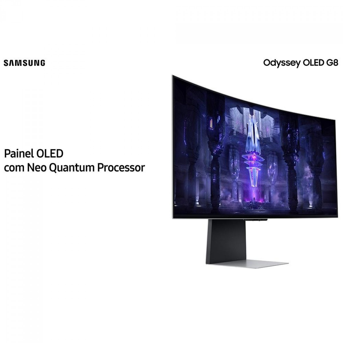 Monitor Gamer Samsung Odyssey OLED G8, 34 Pol, Curvo, WQHD, 0,1ms, 175Hz, HDR, FreeSync Premium, Mini DP/ Micro HDMI, LS34BG850SLXZD