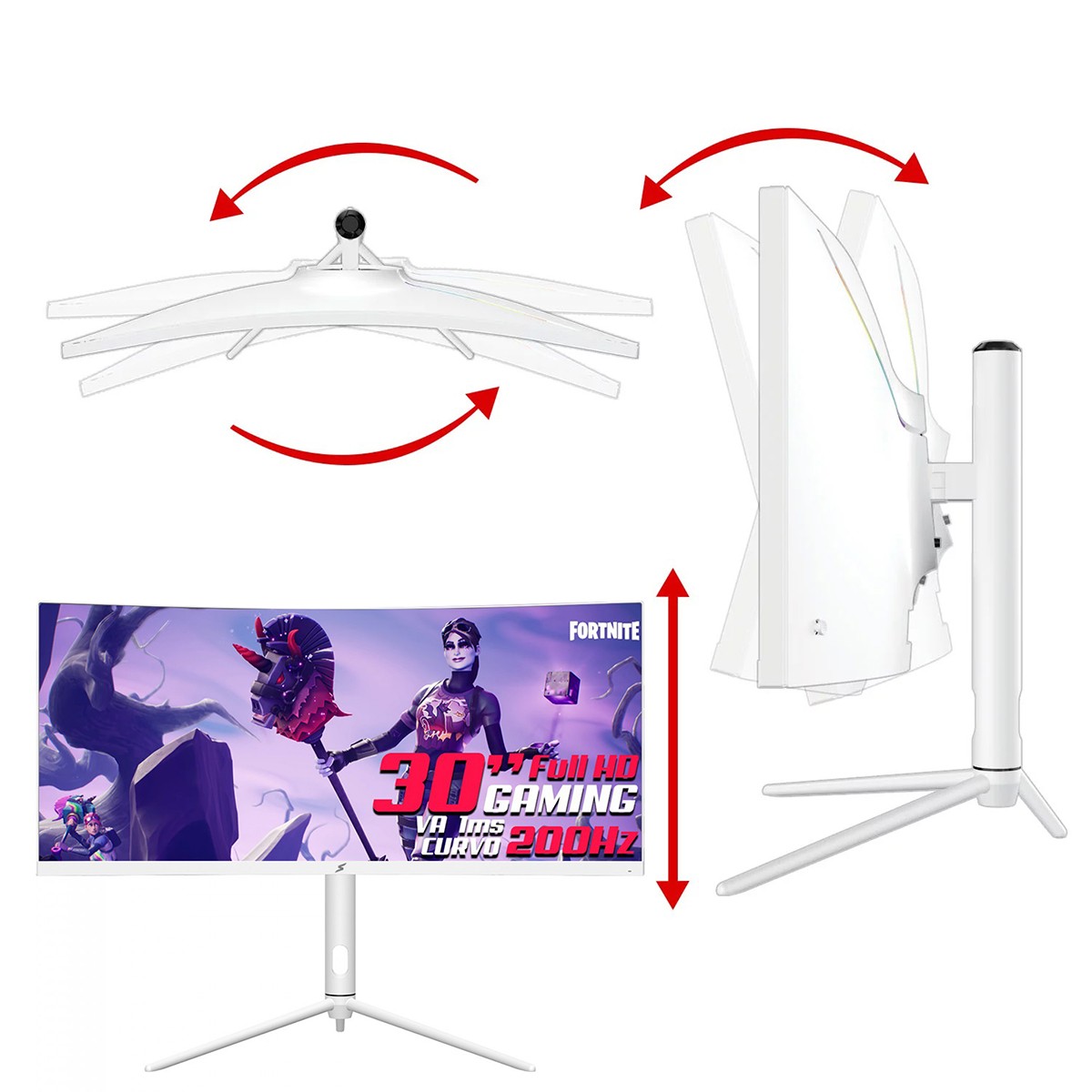 Monitor Gamer SuperFrame Elegance Series, White, 30 pol, Curvo, UltraWide, Full HD, VA, 1ms, 200Hz, FreeSync, HDMI/DP, SFEF-3015