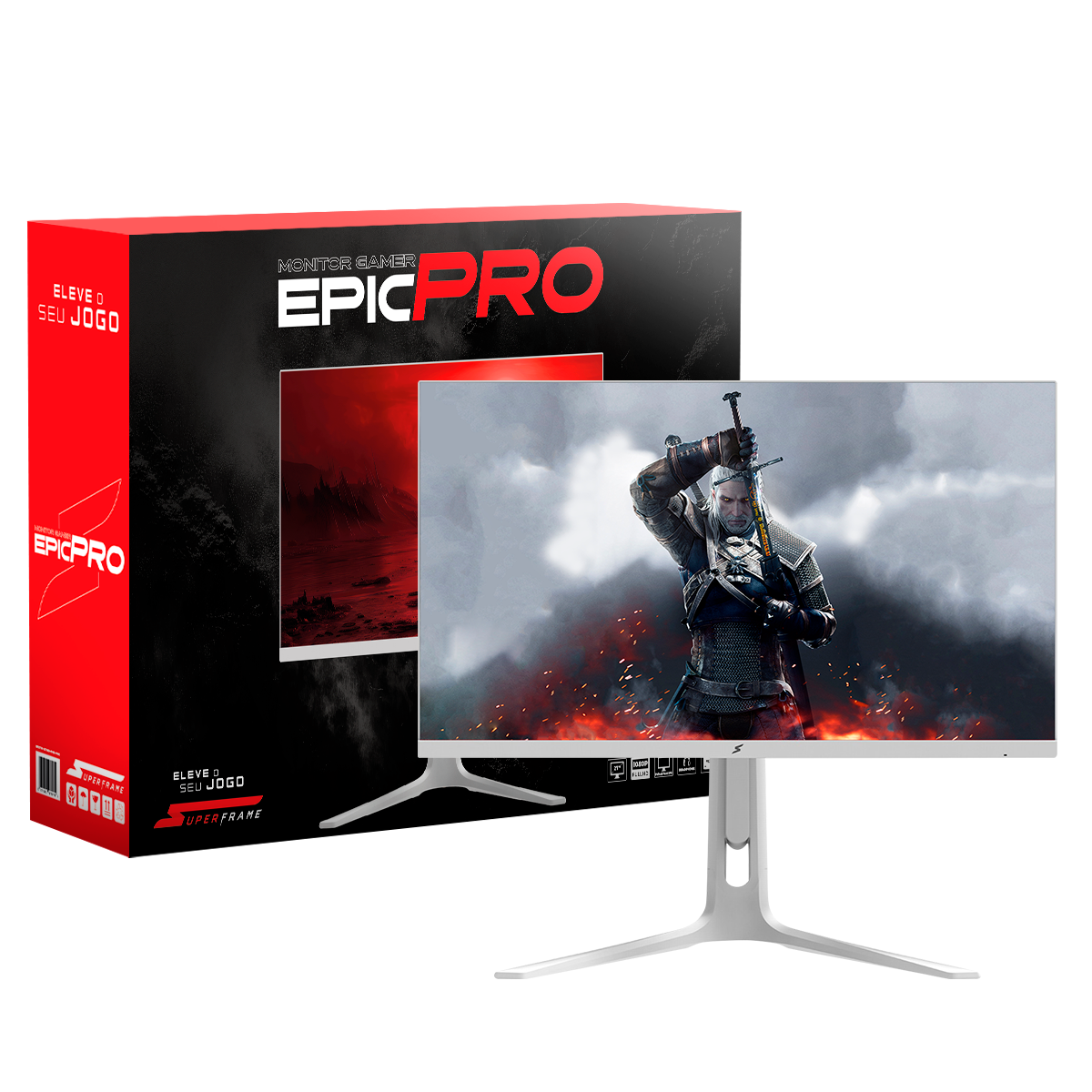 Monitor Gamer SuperFrame Epic Pro, 27 Pol, Fast IPS, Full HD, 0.5ms, 360Hz, 110% sRGB, FreeSync, Branco, SFEFW-27360-FHD-PRO