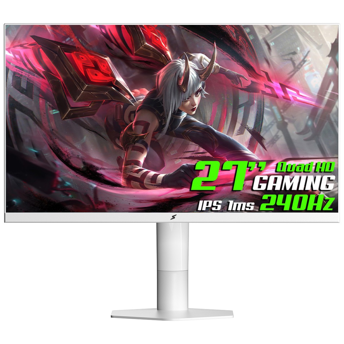 Monitor Gamer SuperFrame Orbit Plus, 27 Pol, Quad HD, 240Hz, IPS, 1ms, 115% sRGB, FreeSync/G-Sync, Suporte Articulado, HDMI/DP, Branco, SFOFW-27240-QHD-PRO
