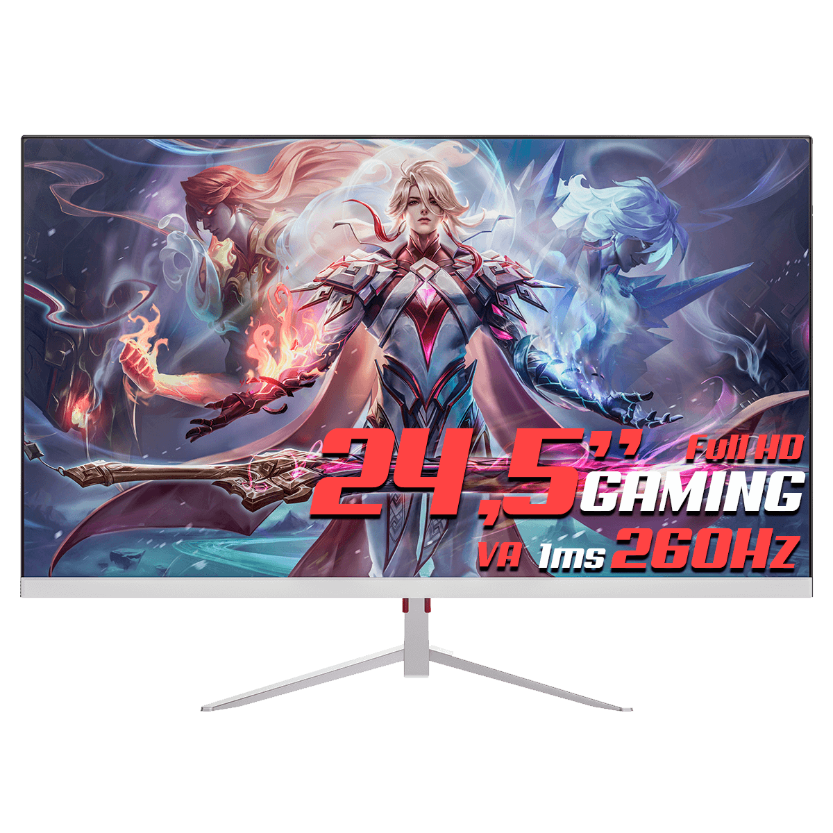 Monitor Gamer SuperFrame Precision, 24,5 Pol, Full HD, VA, 1ms, 260Hz, FreeSync/G-Sync, HDMI/DP, Branco, SFPFW-24260-FHD