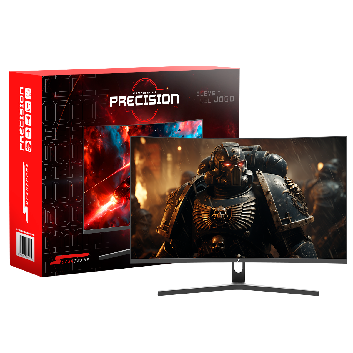 Monitor Gamer SuperFrame Precision, 27 Pol, Curvo, Full HD, 1ms, 280Hz, FreeSync, HDMI/DP, Preto, SFPCB-27280-FHD