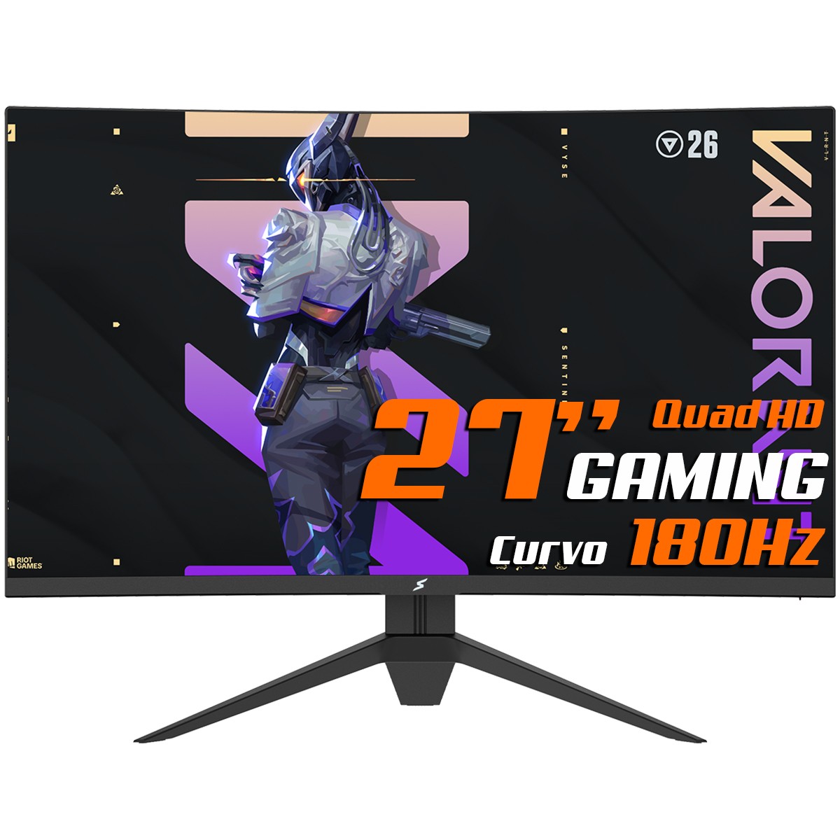 Monitor Gamer SuperFrame Precision, 27 Pol, Quad HD, Curvo, 180Hz, FreeSync/G-Sync, HDMI/DP, SFPCCB-27180-QHD