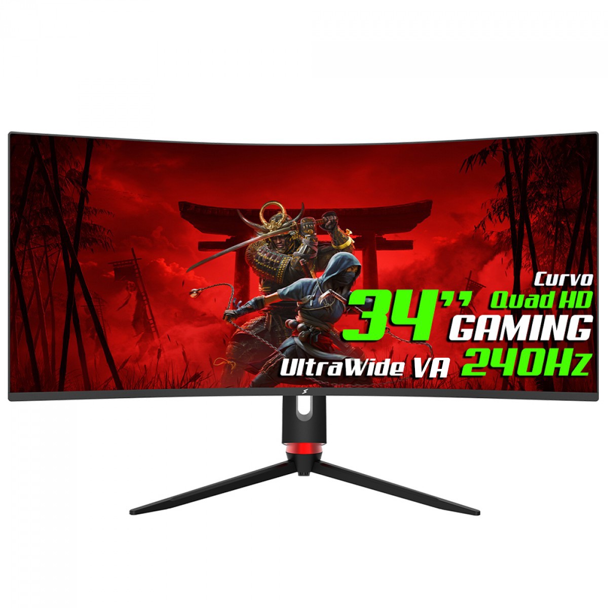 Monitor Gamer SuperFrame Precision, 34 Pol, Curvo, UltraWide, Quad HD, E-LED, 240Hz, 1ms, HDR, 110% sRGB, FreeSync/G-Sync, HDMI/DP, Preto, SFPCB-34240-QHD