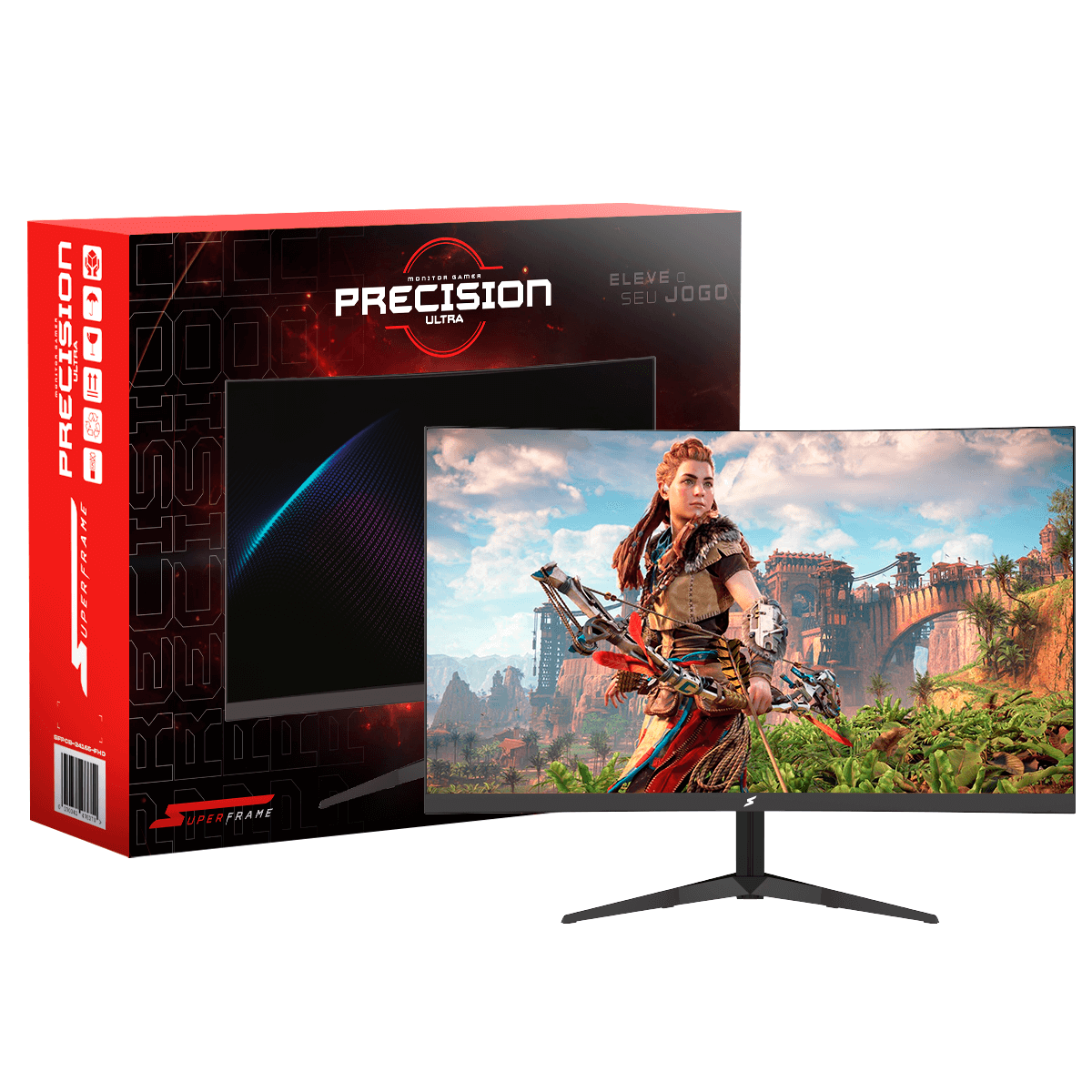 Monitor Gamer SuperFrame Precision Ultra, 24 Pol, Curvo, Full HD, Fast VA, 1ms, 165Hz, RGB, FreeSync/G-Sync, HDMI/DP, SFPCB-24165-FHD