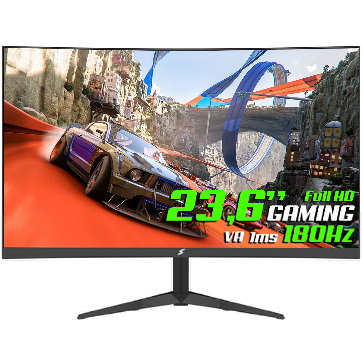 Monitor Gamer SuperFrame Precision Ultra V3, 23.6 Pol, Curvo, Full HD, VA, 1ms, 180Hz, RGB, FreeSync/G-Sync, HDMI/DP, SFPCB-24180-FHD