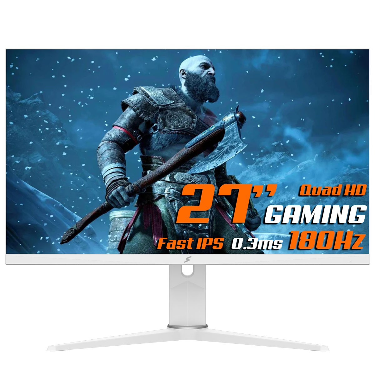 Monitor Gamer SuperFrame Prisma, 27 Pol, Flat, Fast IPS, Quad HD, 0.3ms, 180Hz, FreeSync, Branco, HDMI/DP, SFPFW-27180-QHD-PRO