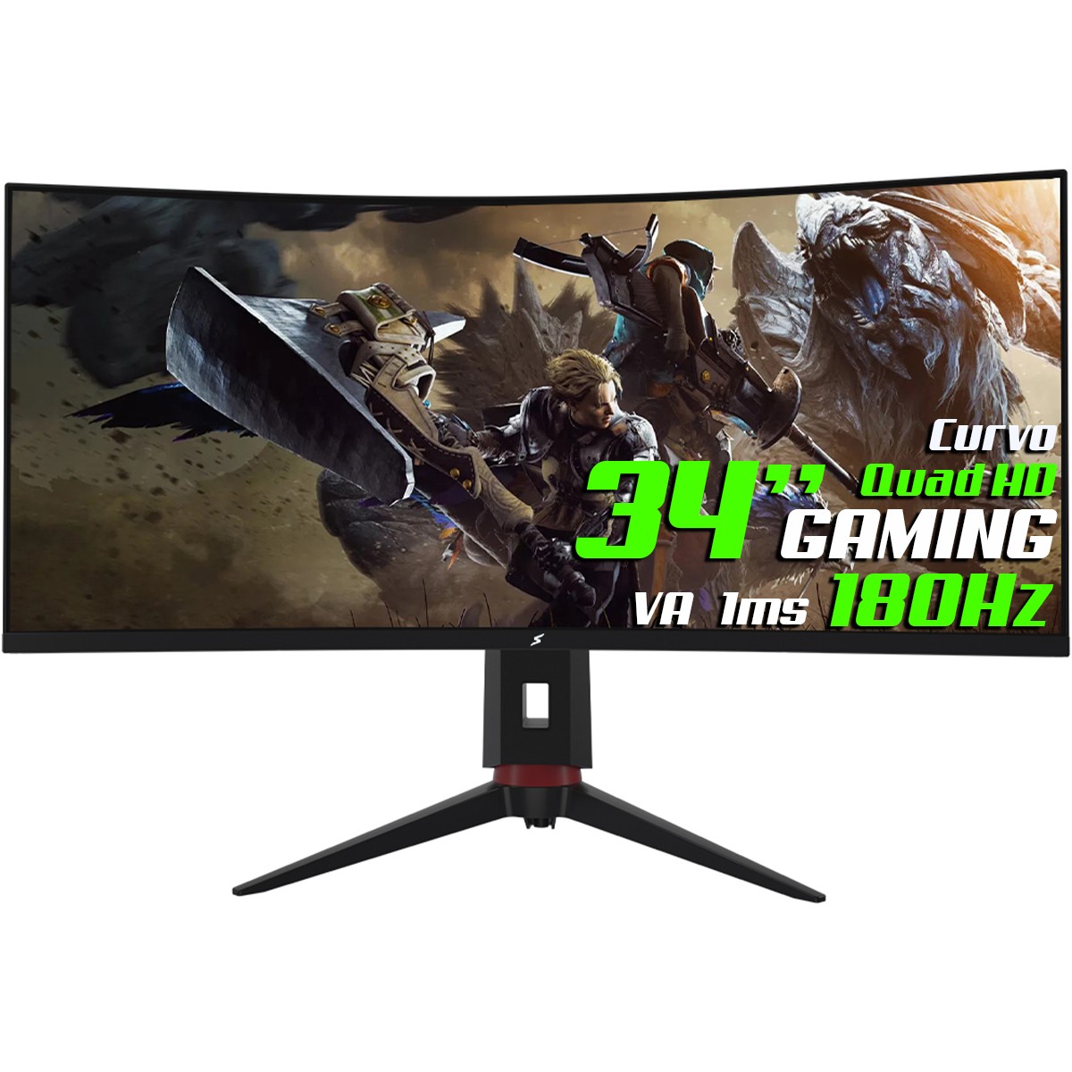 Monitor Gamer SuperFrame Prisma, 34 Pol, Curvo, Quad HD, 1ms, 180Hz, 119% sRGB, HDR, FreeSync, HDMI/DP, SFPCB-34180-QHD