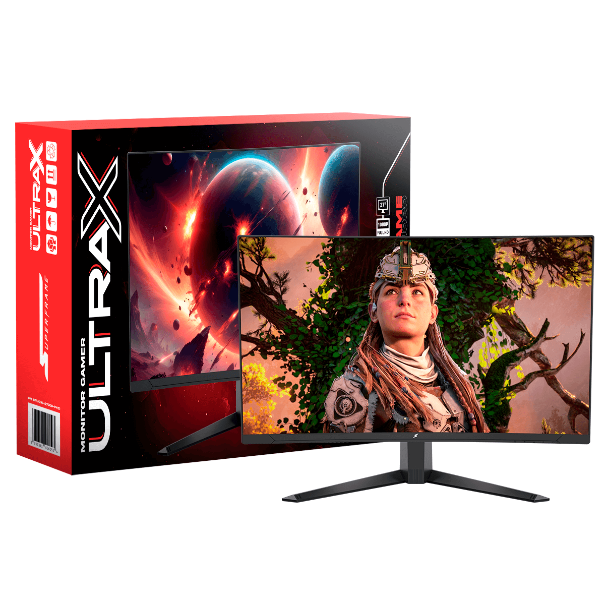 Monitor Gamer SuperFrame UltraX, 27 Pol, Curvo, Full HD, Fast VA, 1ms, 300Hz, FreeSync/G-Sync, HDMI/DP, Preto, SFUCB-27300-FHD