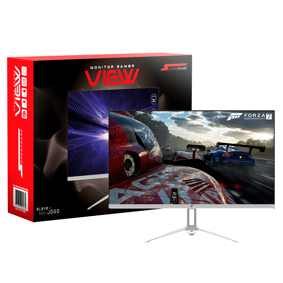 Monitor Gamer SuperFrame View, 21.5 Pol, Full HD, VA, 1ms, 100Hz, 99% sRGB, HDR, FreeSync, HDMI/VGA, Branco, SFVFW-22100-FHD