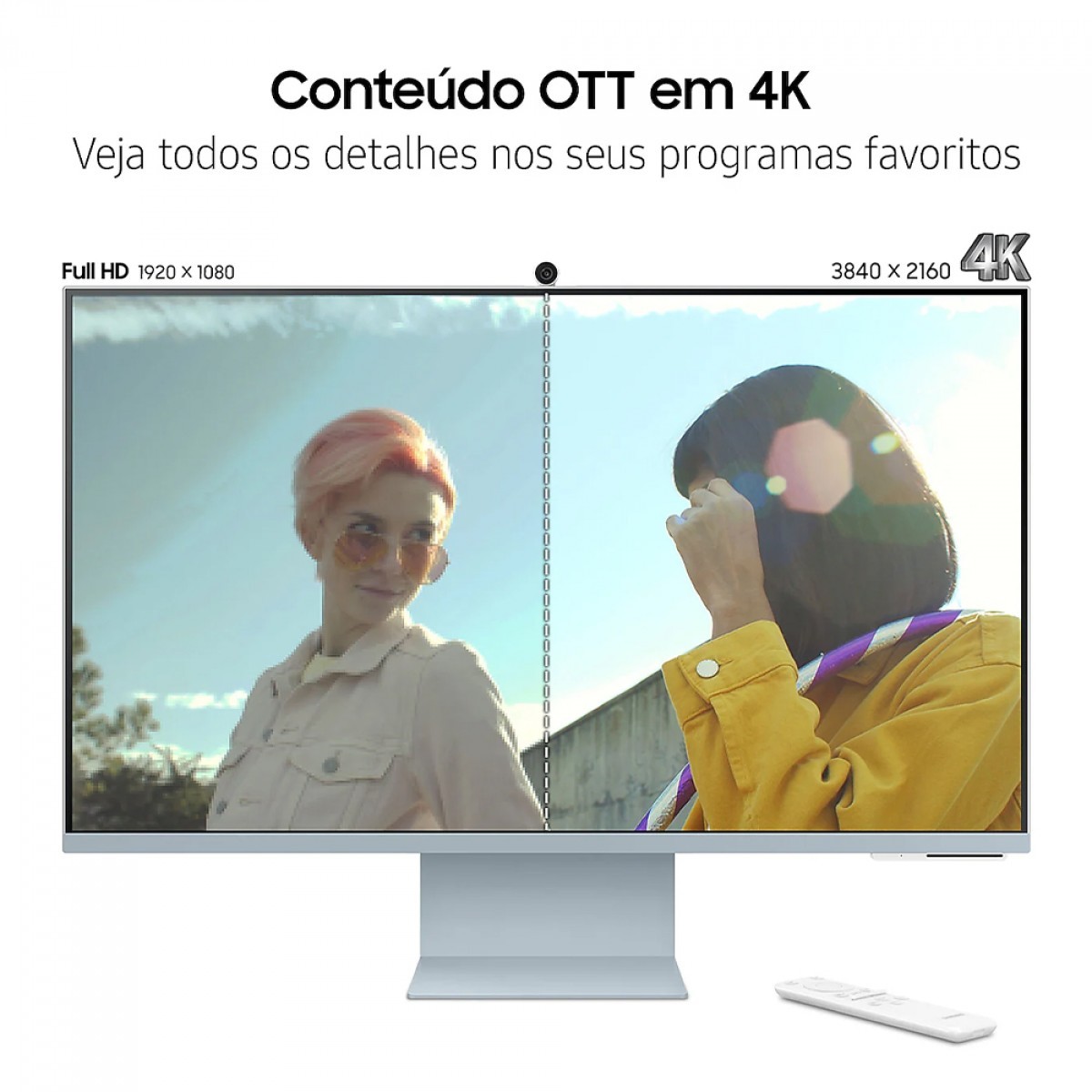 Monitor Smart Samsung M8, 32 Pol, VA, 4K UHD, 60Hz, WebCam, Bluetooth, WiFi, HDMI/USB-C, Branco, LS32CM801ULXZD