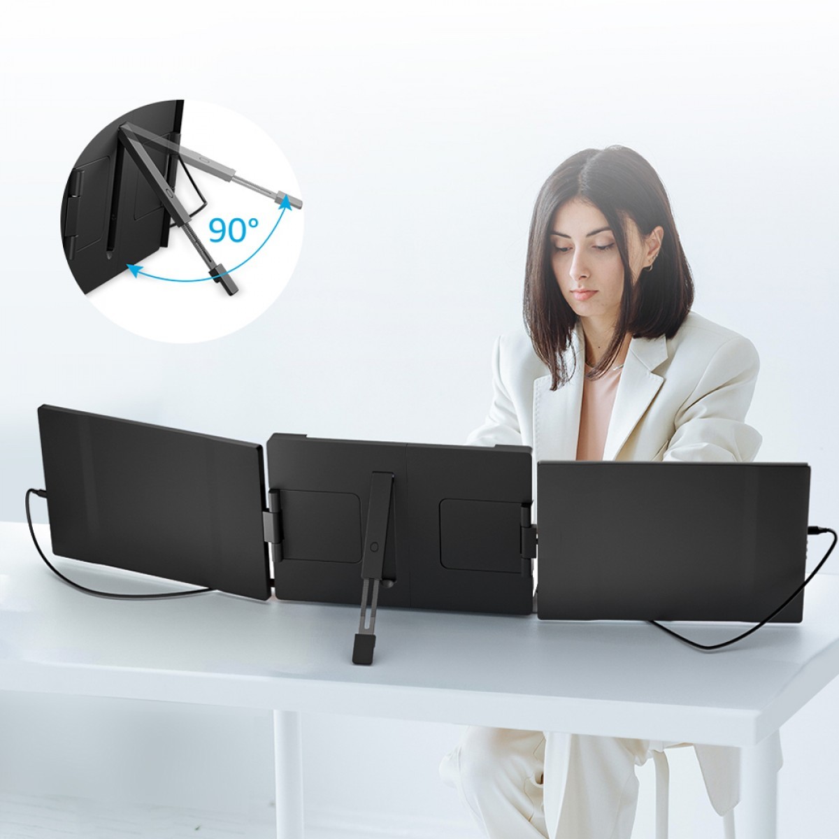 Monitor SuperFrame Double View, 2 Telas de 14 Pol, 60Hz, IPS, Full HD, Portátil, Preto, SFDFB-1460-FHD-PRO