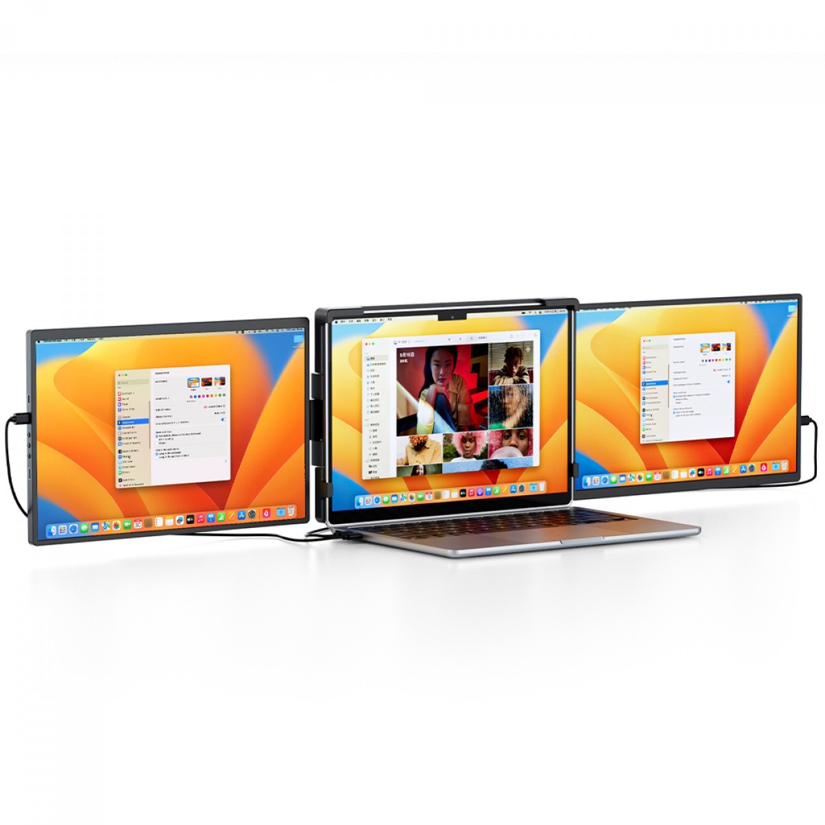 Monitor SuperFrame Double View, 2 Telas de 14 Pol, 60Hz, IPS, Full HD, Portátil, Preto, SFDFB-1460-FHD-PRO