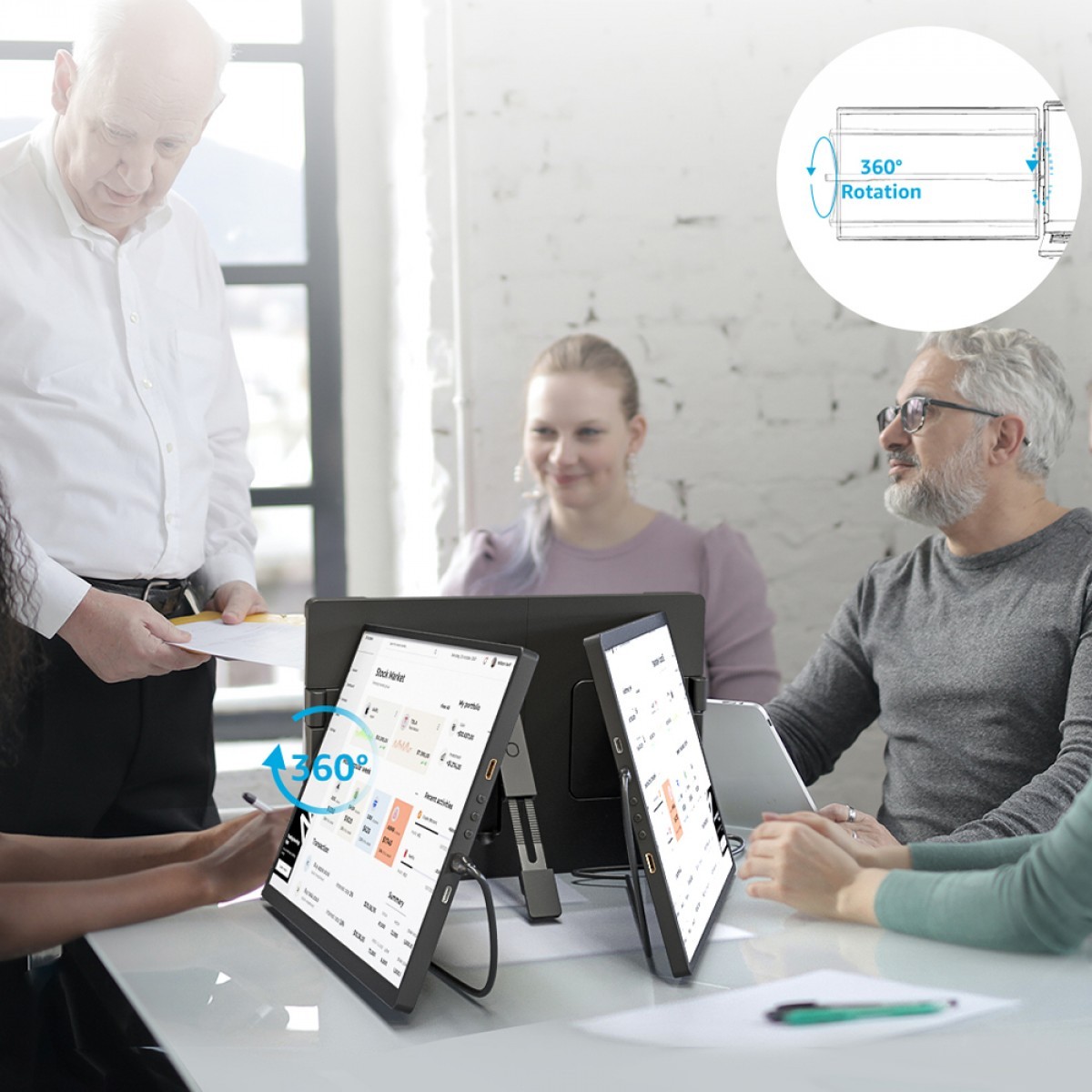 Monitor SuperFrame Double View, 2 Telas de 14 Pol, 60Hz, IPS, Full HD, Portátil, Preto, SFDFB-1460-FHD-PRO